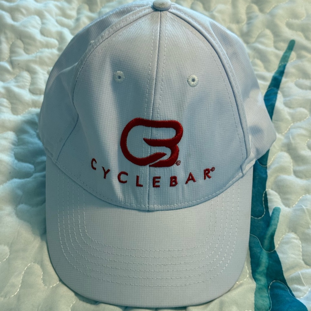 Cyclebar White Cap with Red Embroidered Logo